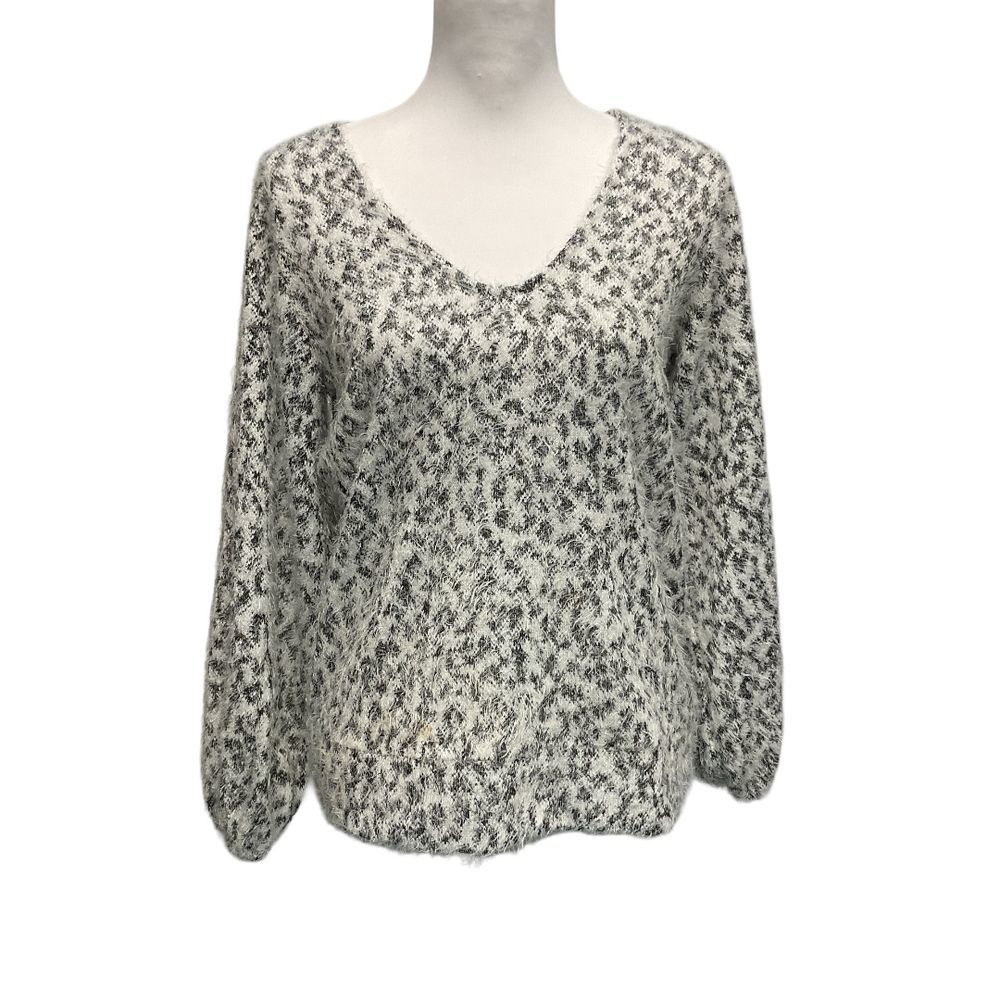 Liverpool Womens Size Small Leopard Animal Print V-Neck Printed Pullover Sweater